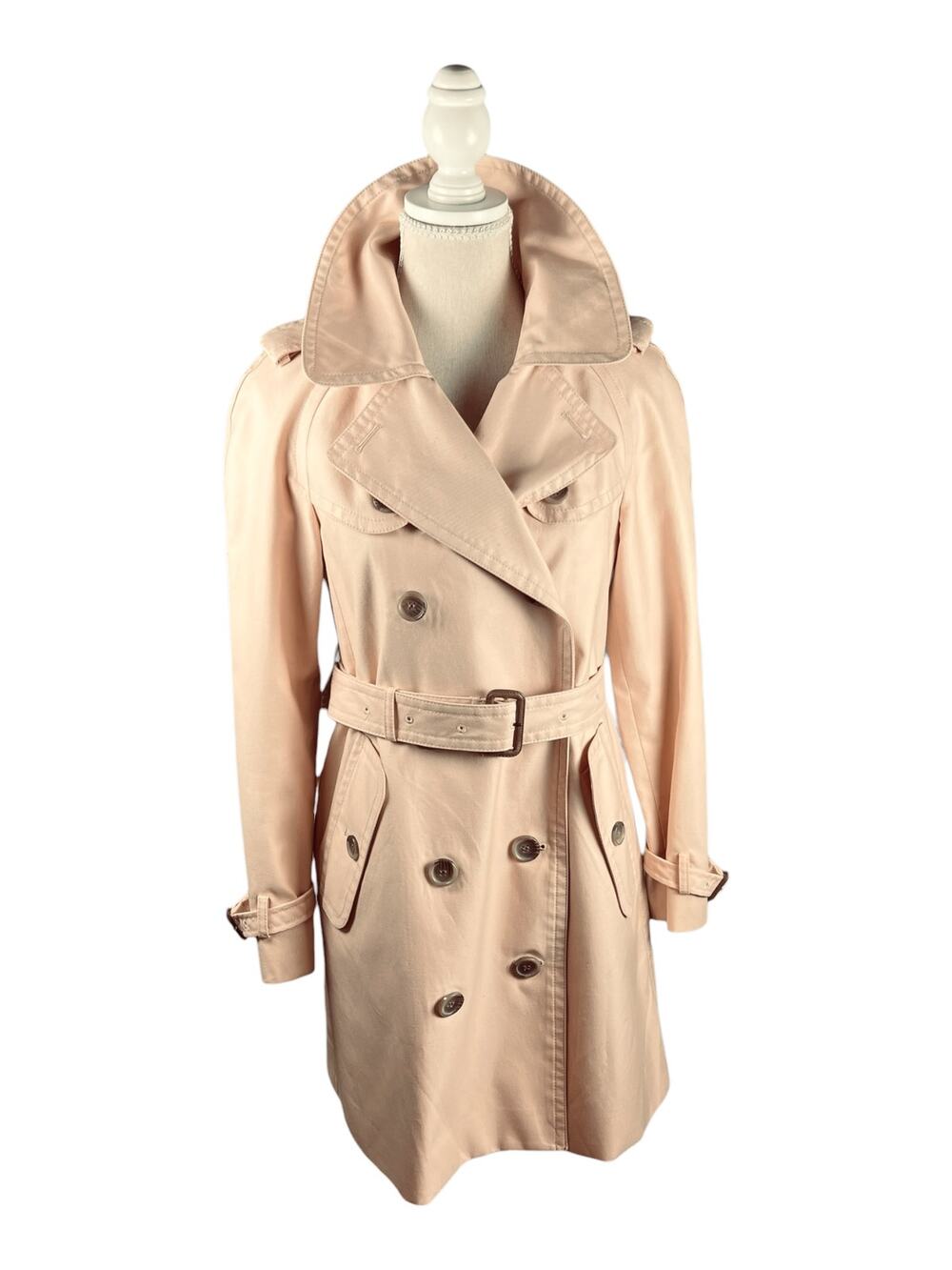 Coach Quartz Pink Double Breasted Belted Trench Coat Size 4